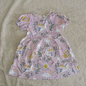 Mini Boden Pink Dress with Unicorn and Celestial Print